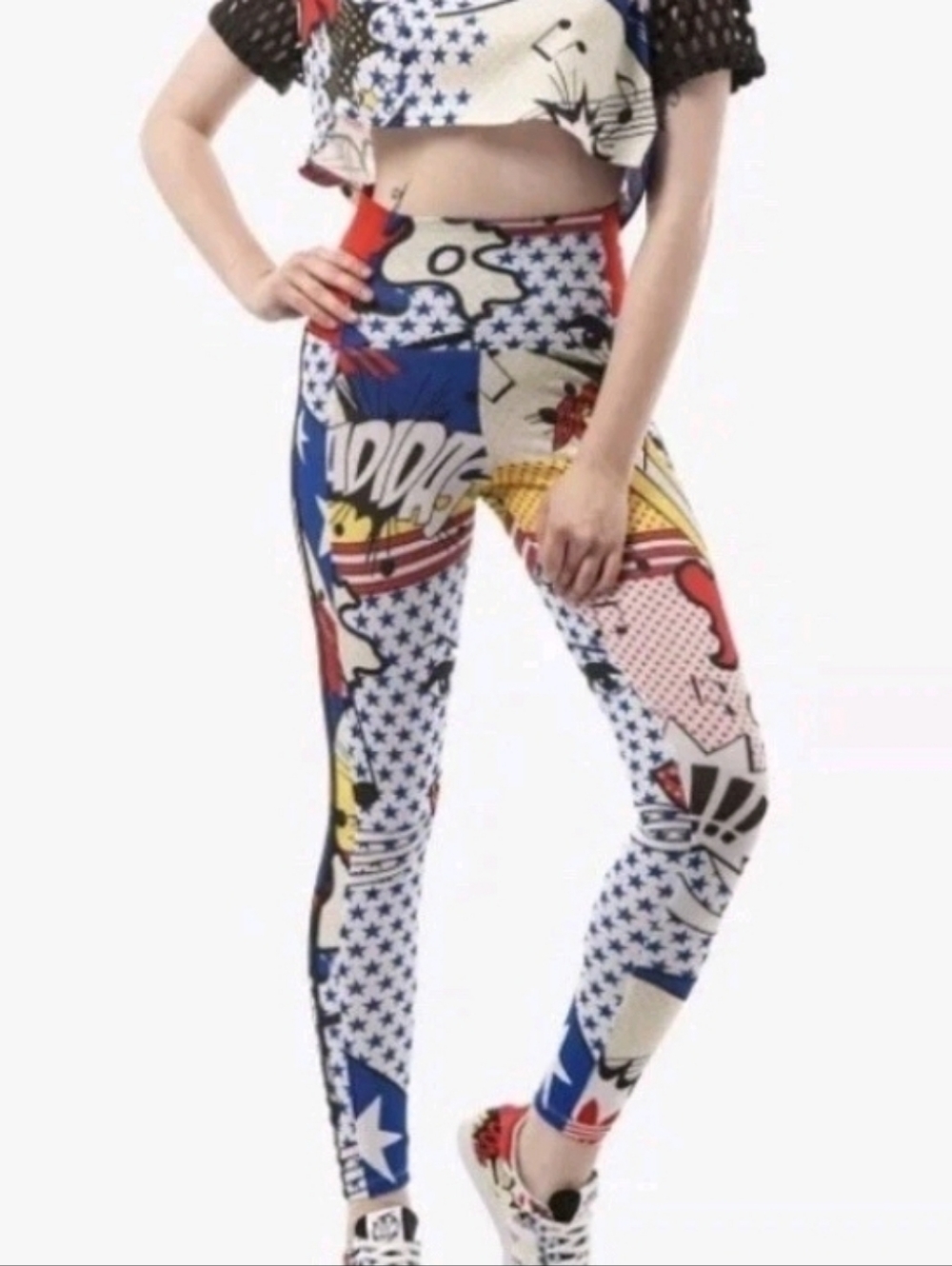 Adidas x Rita Ora Comic Print 3pc Set Hoodie (XL) Leggings (L) Sneakers (10) - Picture 3 of 16